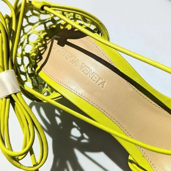 Bottega Veneta Women's Mesh High Heel Stretch Sandals Kiwi Size 36.5 MSRP $1,100 - Picture 5 of 11